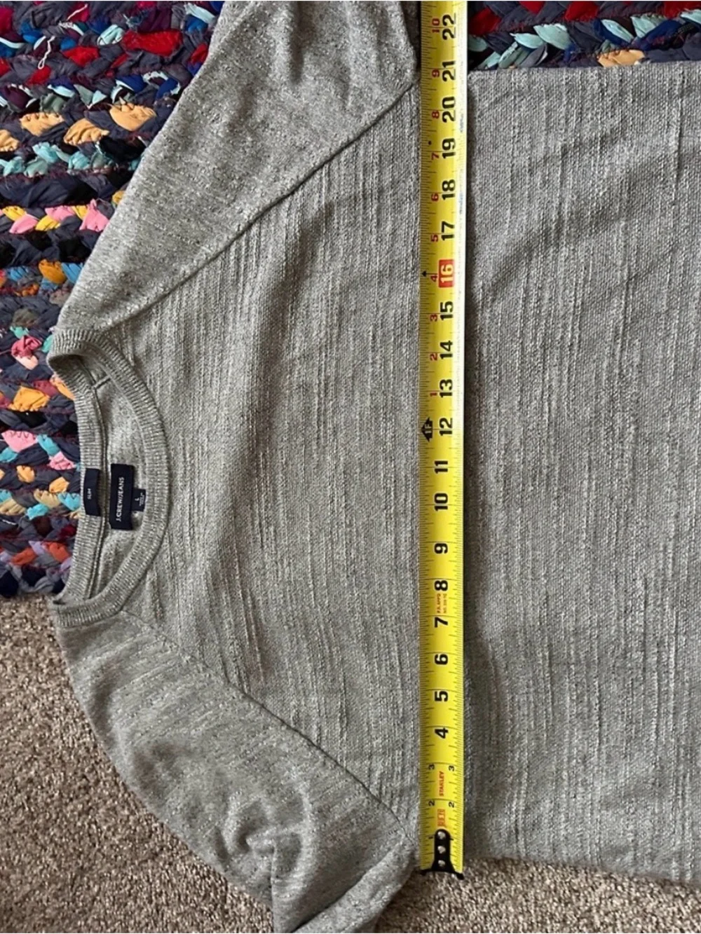 J.Crew Jeans Slim Textured Gray Cotton Crewneck Sweater Men’s Size Large Preppy